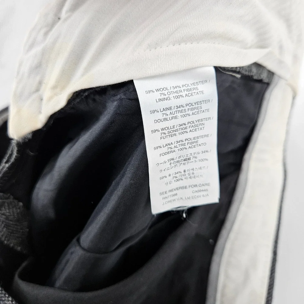 J Crew Bowery Pants Mens 32x32 Gray Wool Polyester Blend Flat Front Casual‎